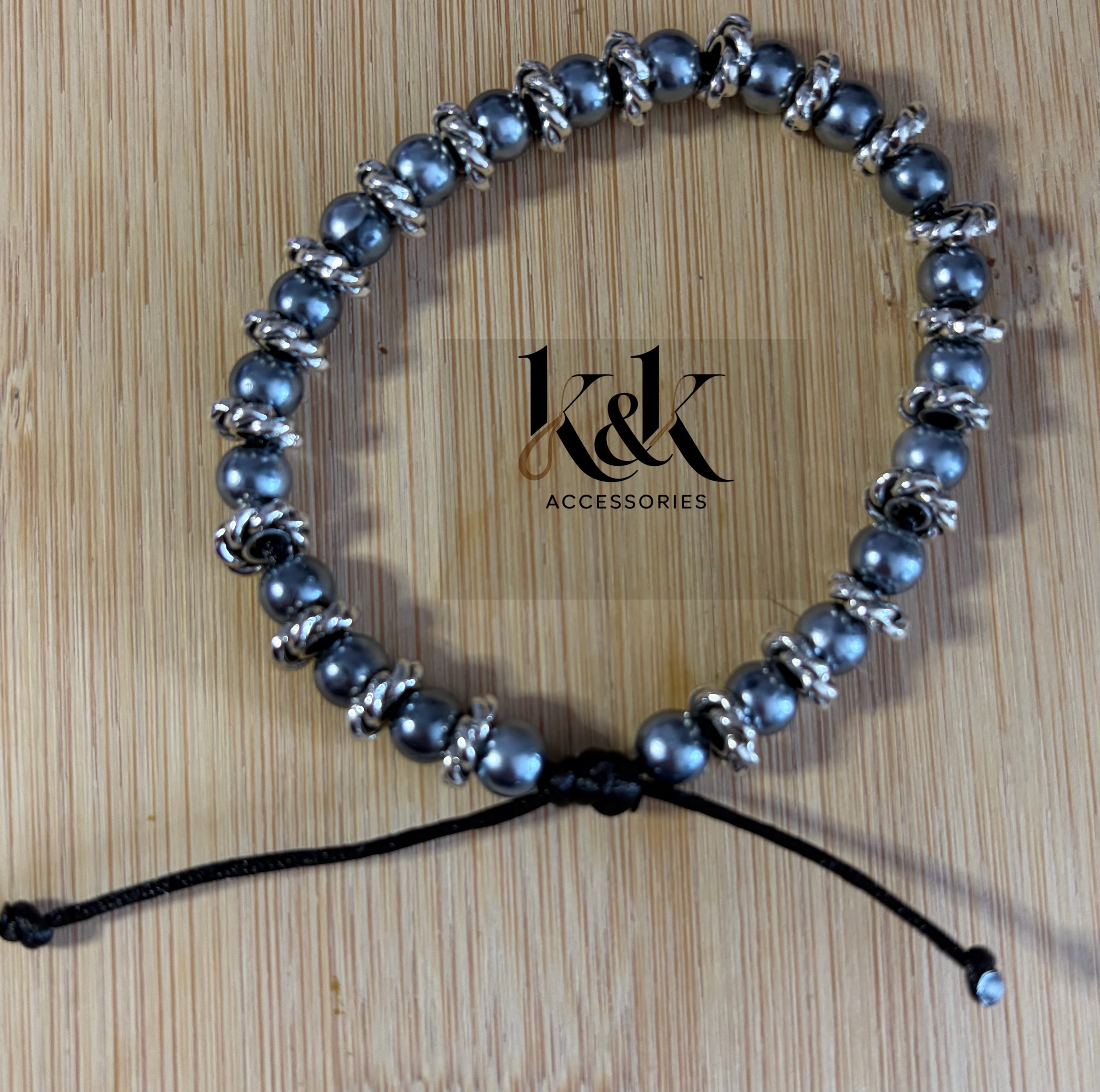 Grey Pearl Adjustable Bracelet