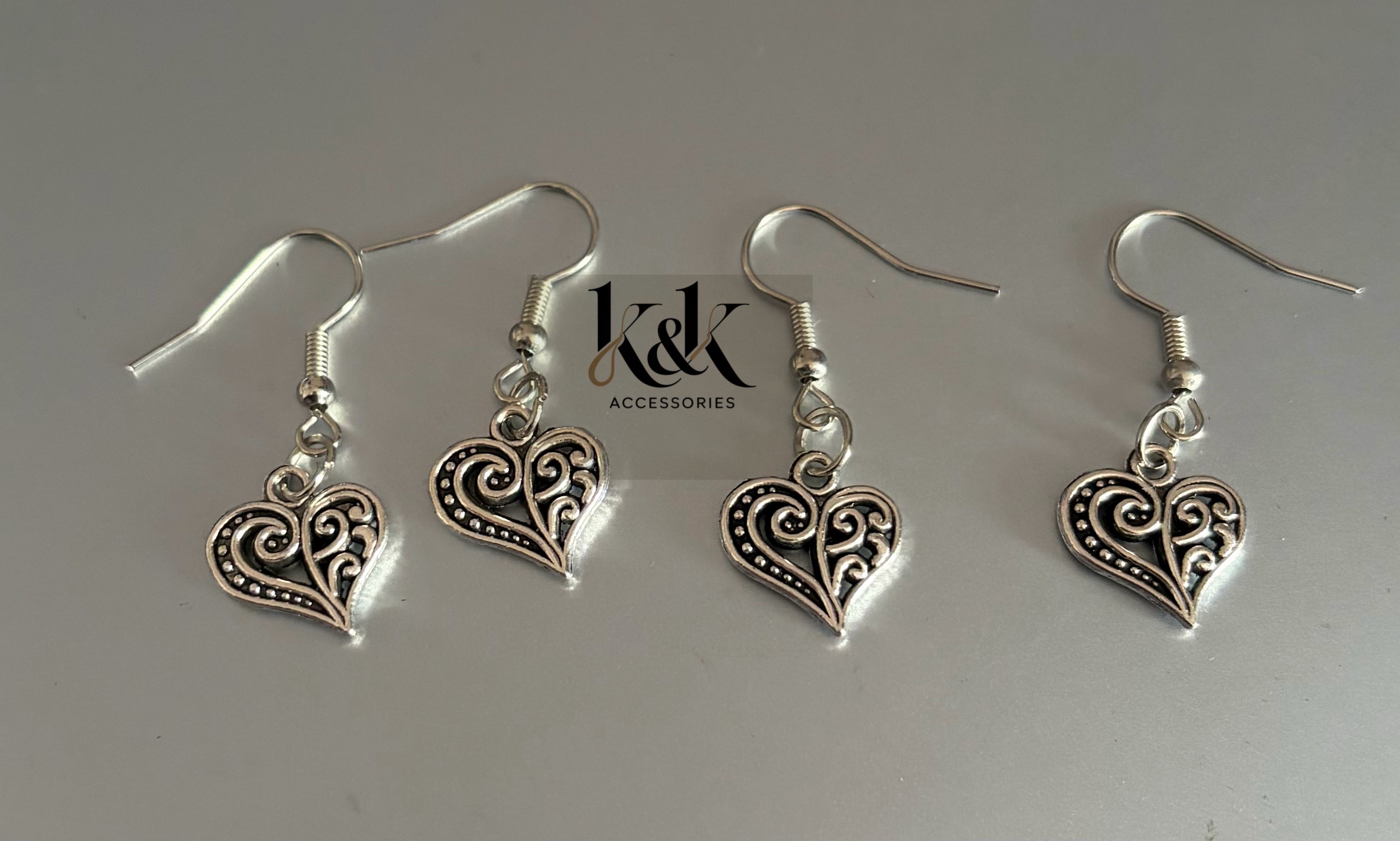 Silver Filigree Heart Earrings - Vintage-Inspired Romantic Jewellery