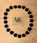Black Bead Bracelet with Iridescent Spacers