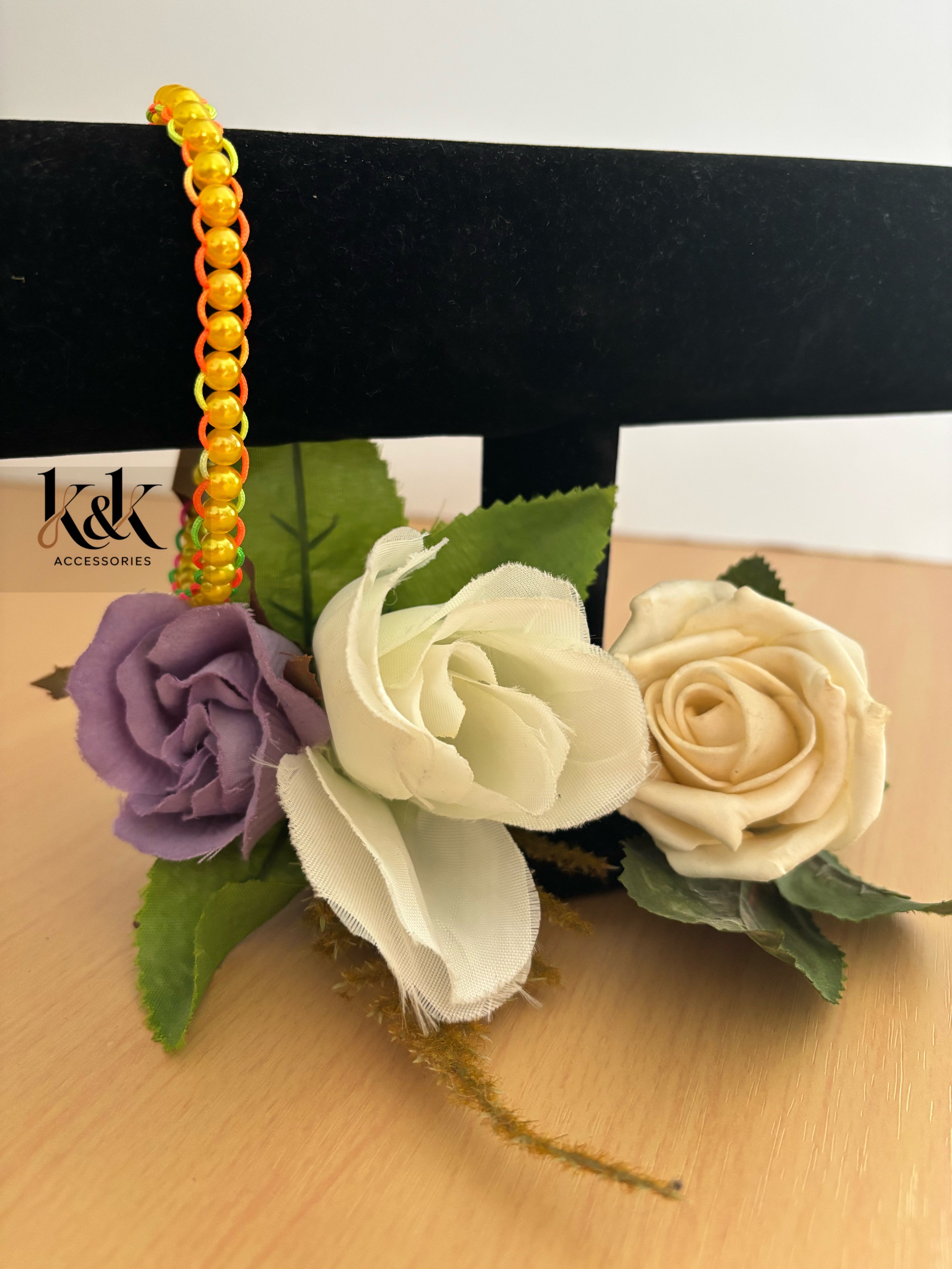 Yellow Pearl Neon Rainbow Beaded Bracelet