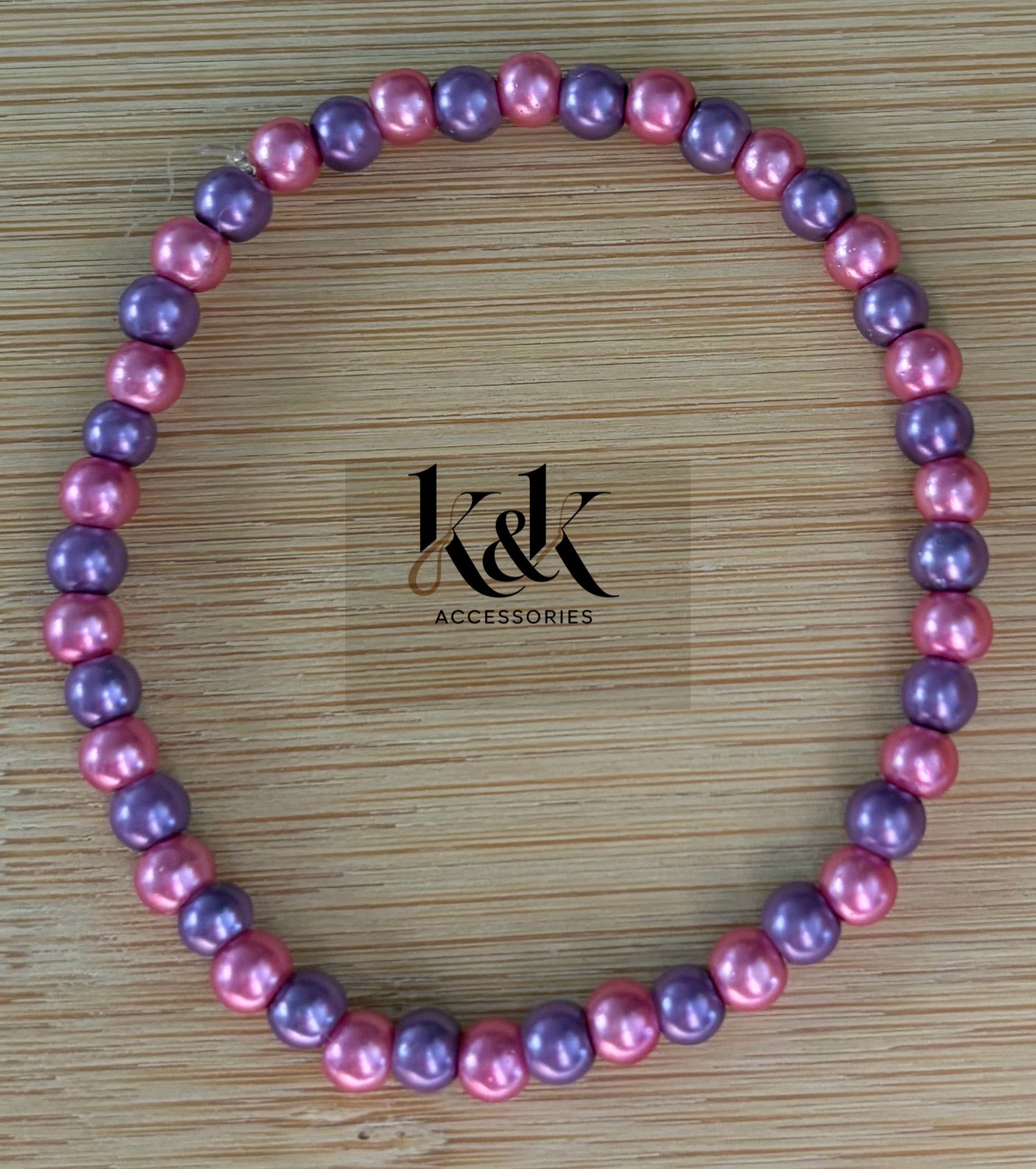 Pink & Purple Alternating Pearl Bracelet