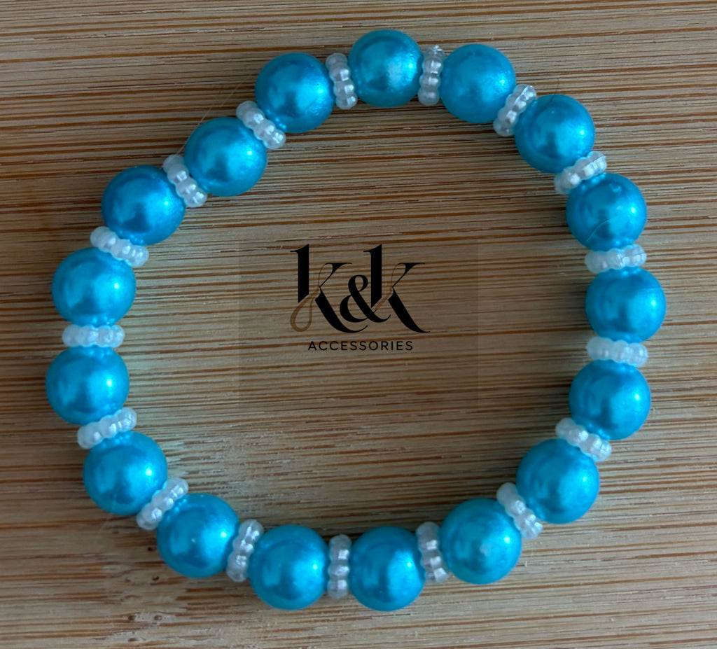 Faceted Bead Bracelet with Pearl Spacers