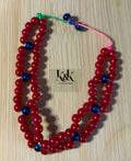 Red & Blue Beaded Cluster Friendship Bracelet