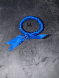 Handmade satin ribbon hairband with beaded detail - Royal Blue