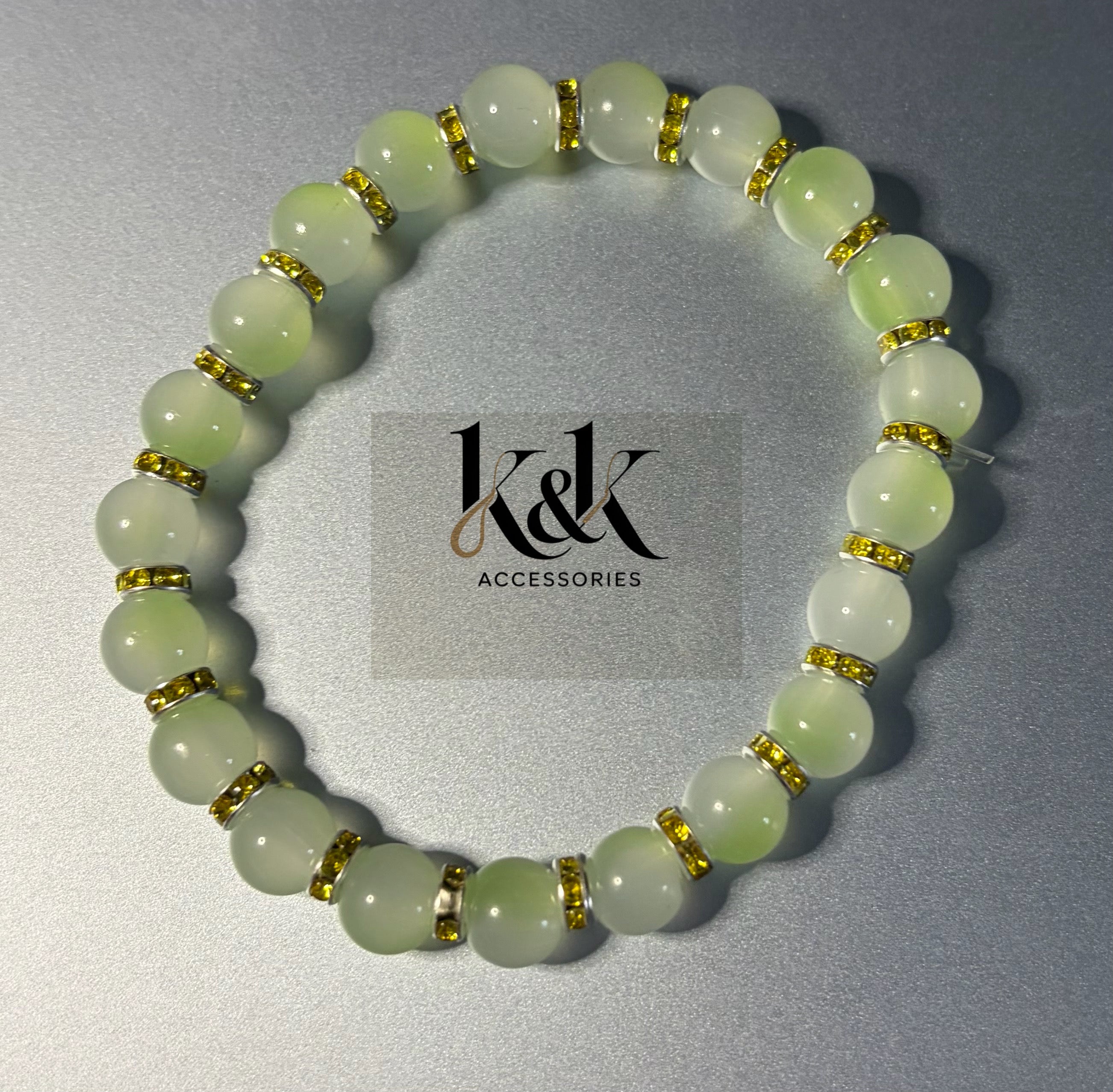 Gemstone Bracelet with Crystal Spacers