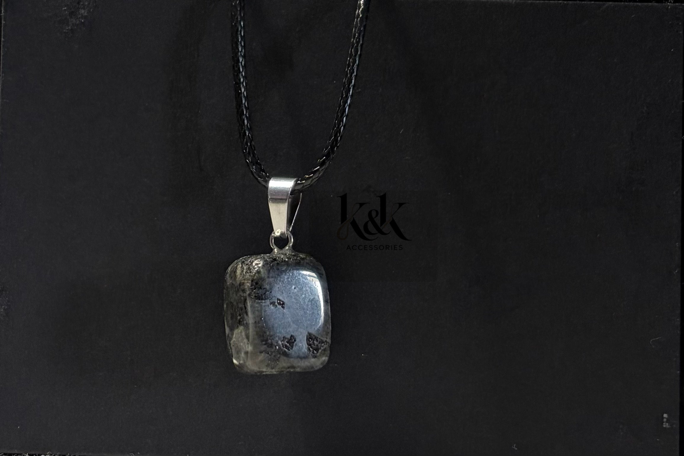 Dark Agate Cushion Pendant Necklace