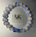 Blue Agate Bracelet with Gold Spacers - Natural Gemstone Jewellery