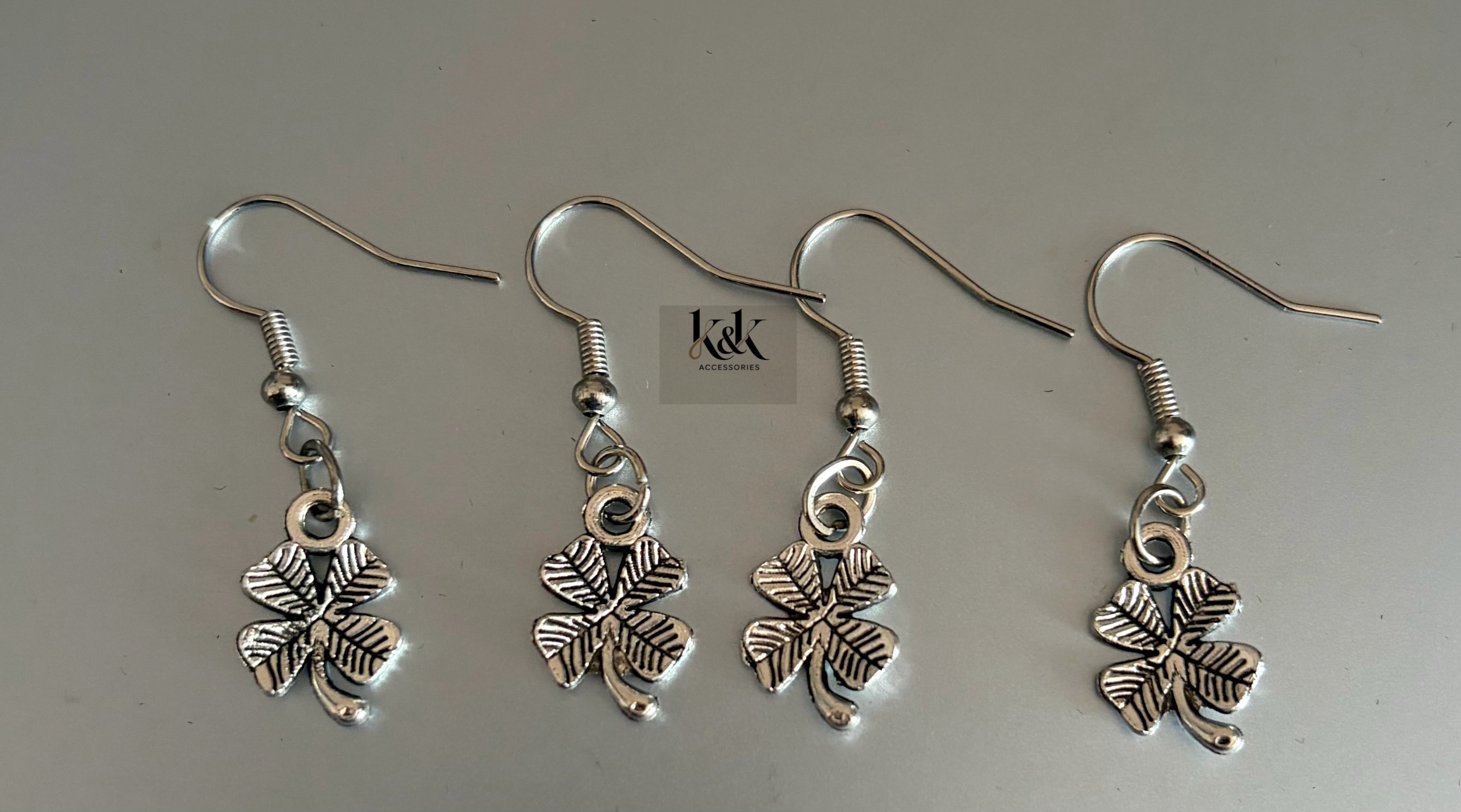 Silver Shamrock Earrings - Lucky Four Leaf Clover Irish Jewellery