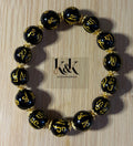 Black & Gold Mantra Bracelet with Buddhist Symbols