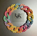 Multicolour Rhinestone Chain Link Bracelet - Adjustable Rainbow Jewellery