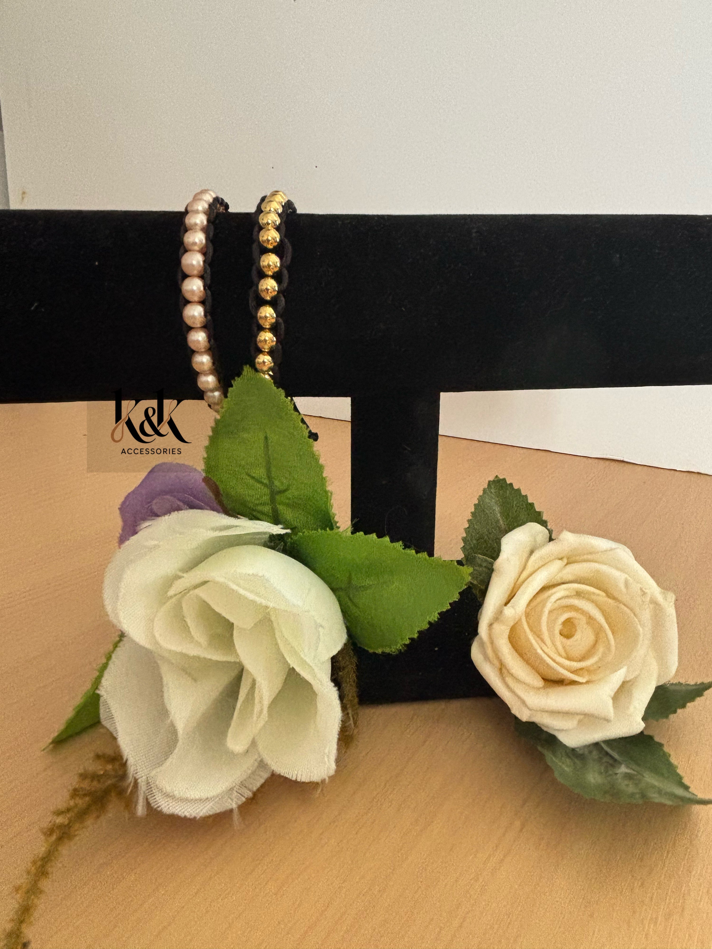 Pearl & Gold Bead Macramé Bracelet