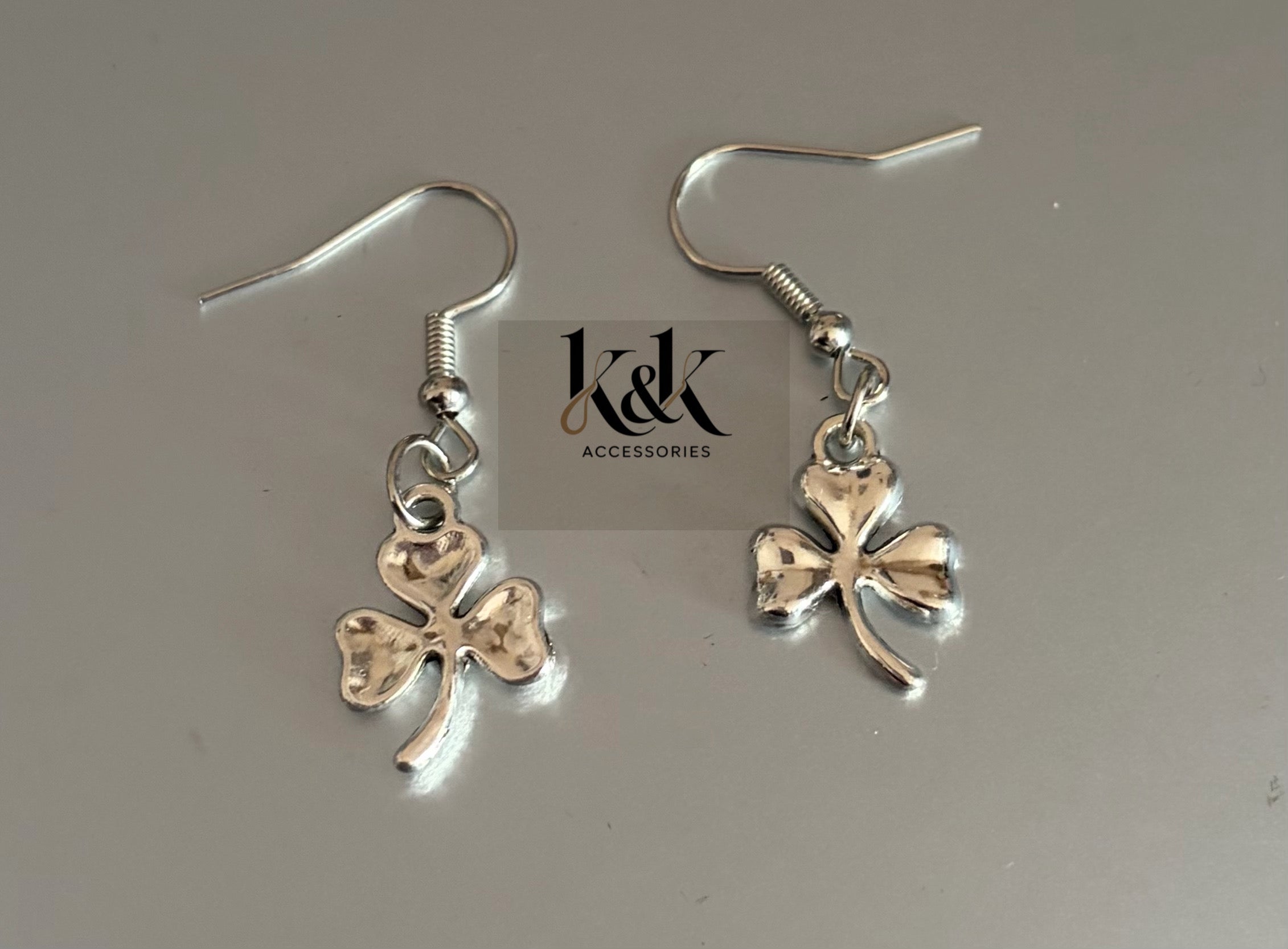 Polished Silver Shamrock Earrings - Three Leaf Clover Irish Jewellery