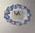 Blue Agate Bracelet with Silver Spacers - Natural Gemstone Jewellery