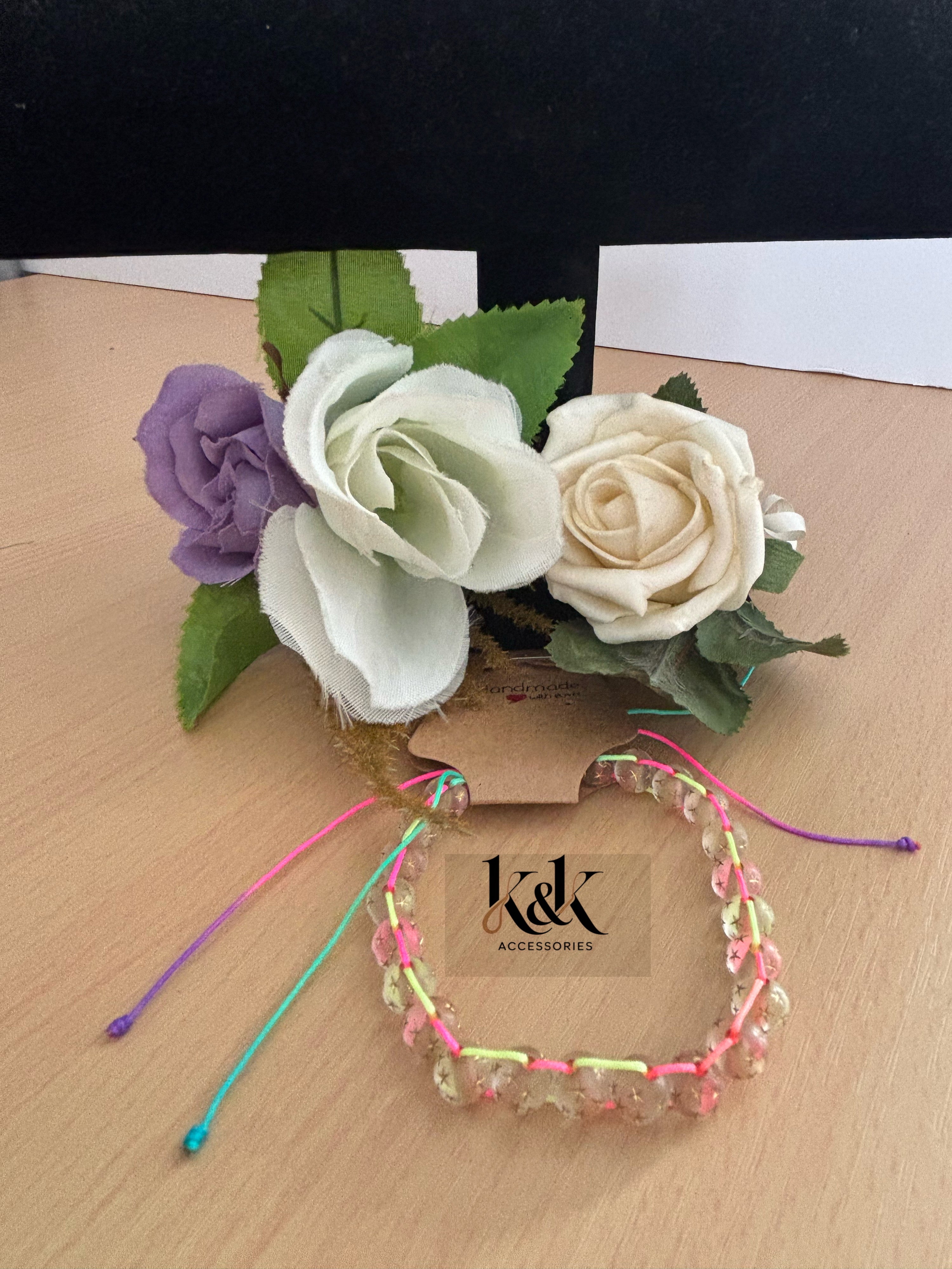 Gold Star Crystal Beaded Rainbow Bracelet