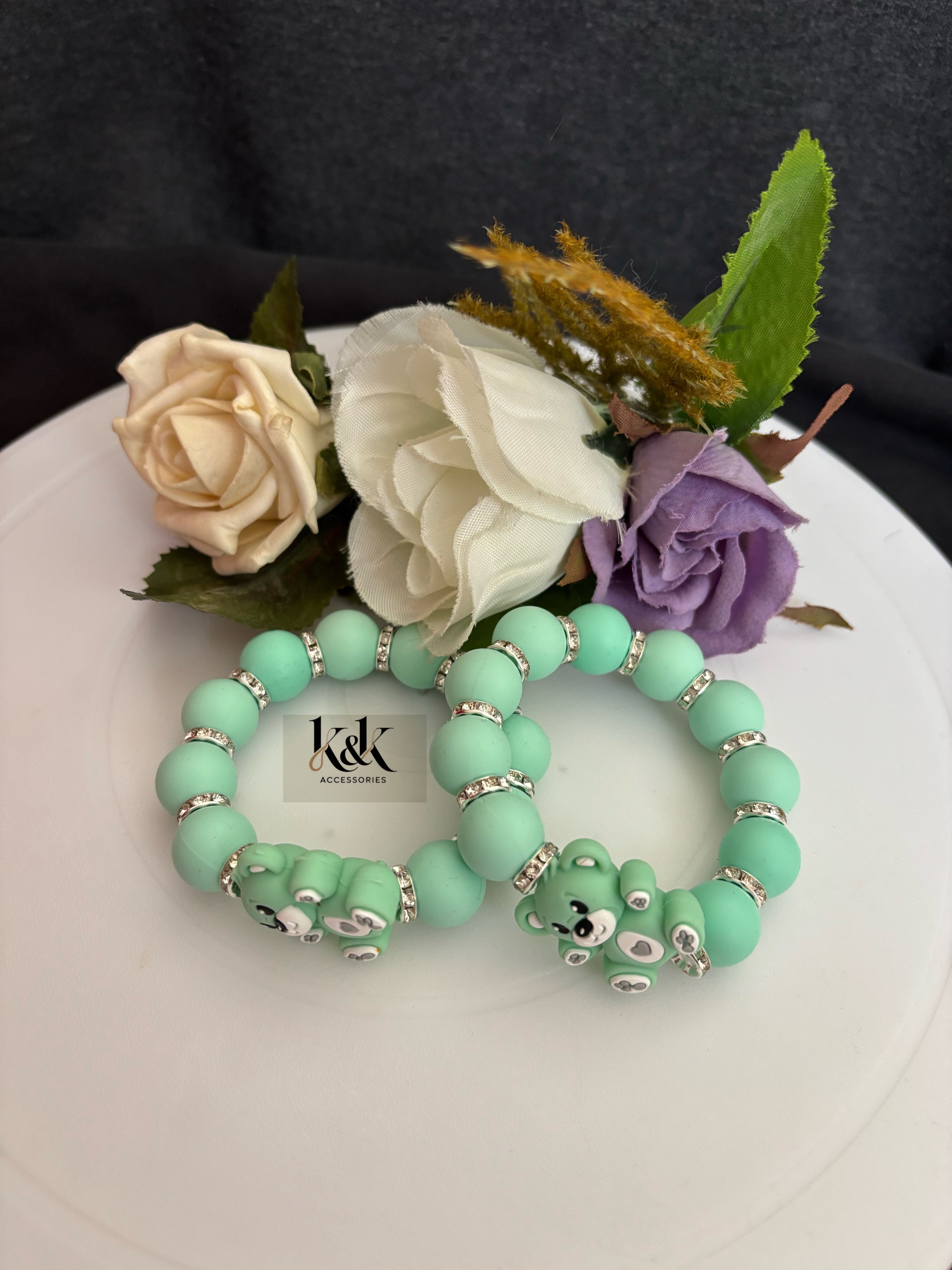 Bear Charm Bead Bracelet