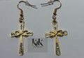 Gold Cross Earrings with Crystal Detail