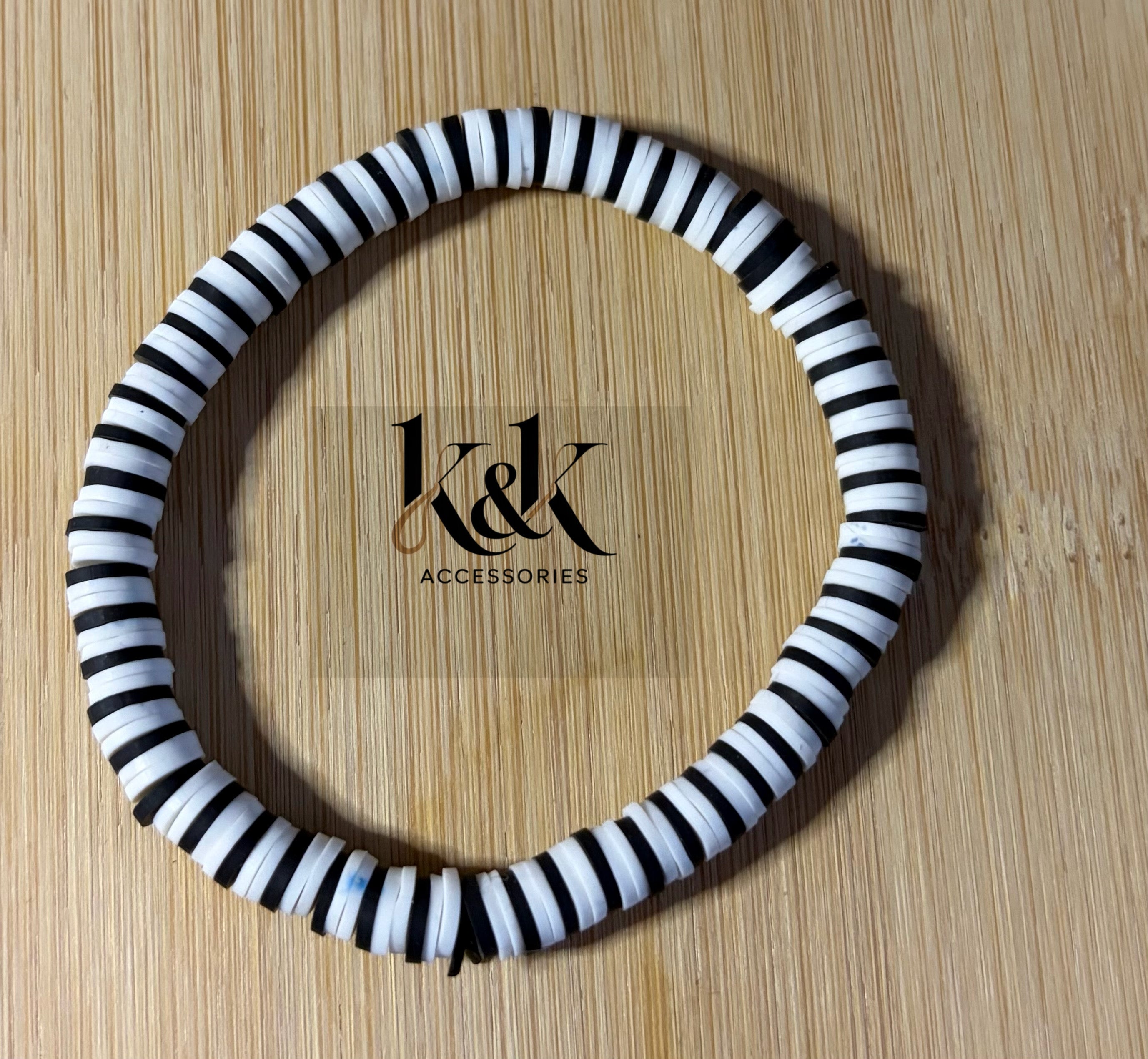 Black & White Striped Disc Bracelet