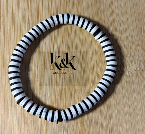 Black & White Striped Disc Bracelet