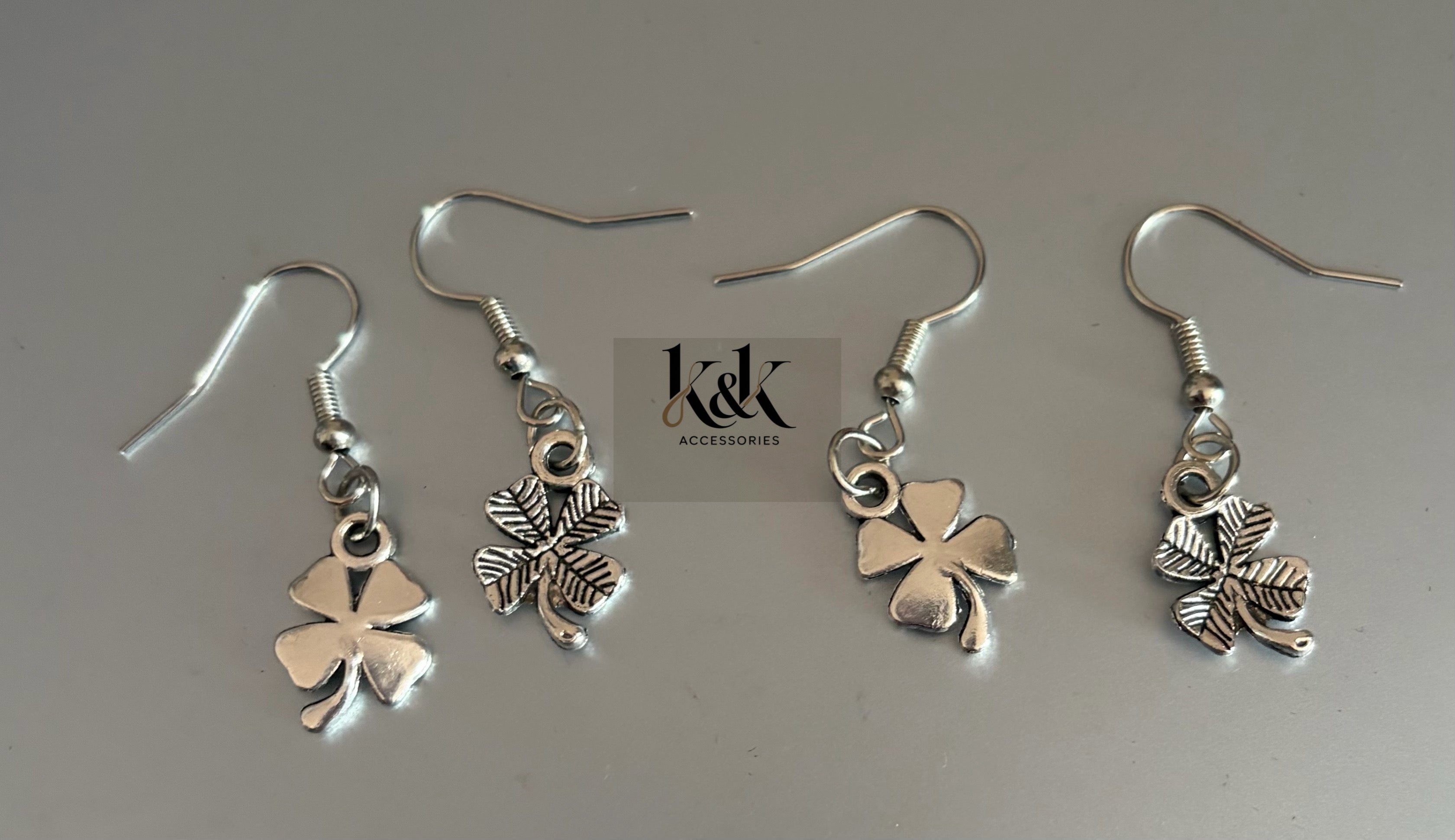 Silver Shamrock Earrings - Lucky Four Leaf Clover Irish Jewellery