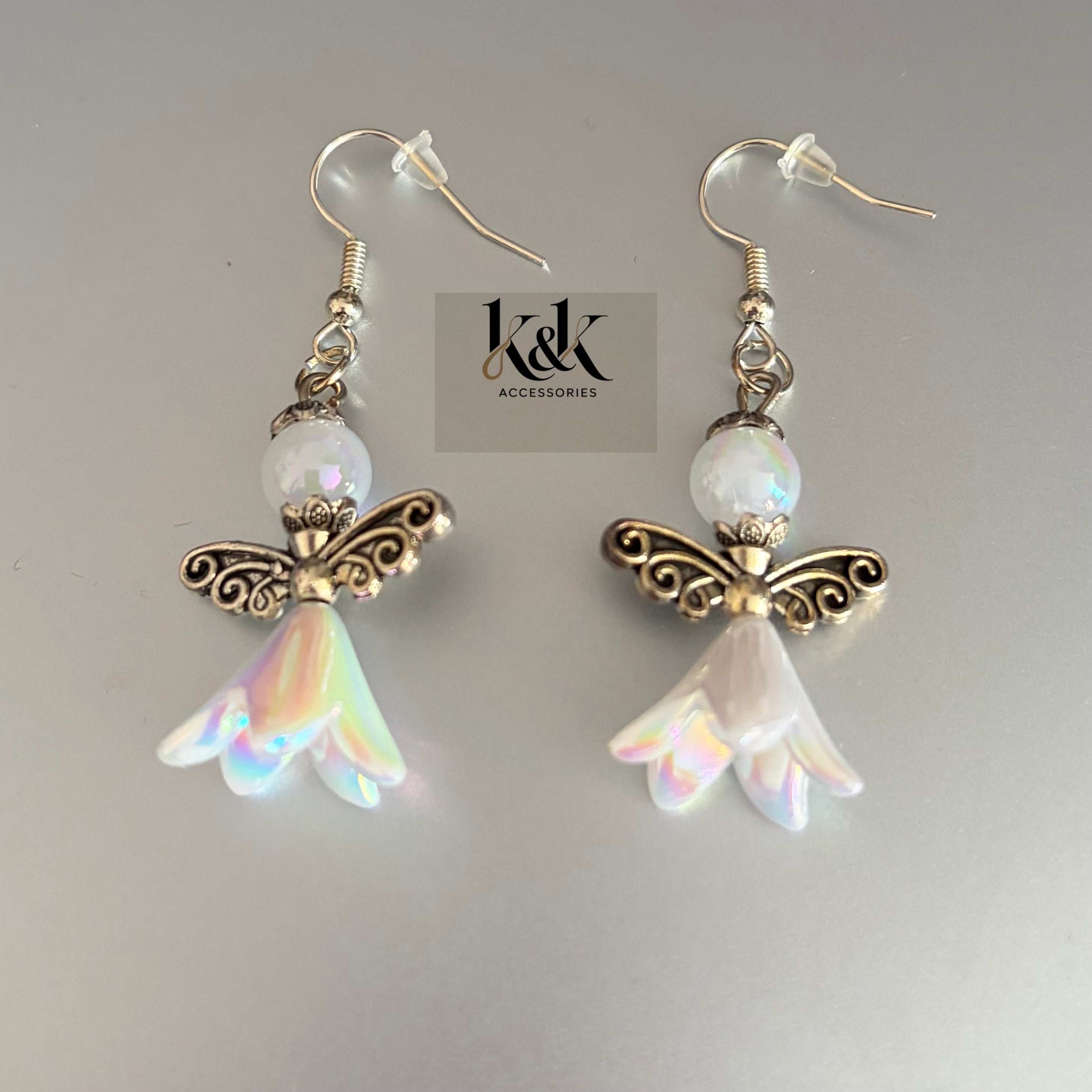 Angel flower drop earrings