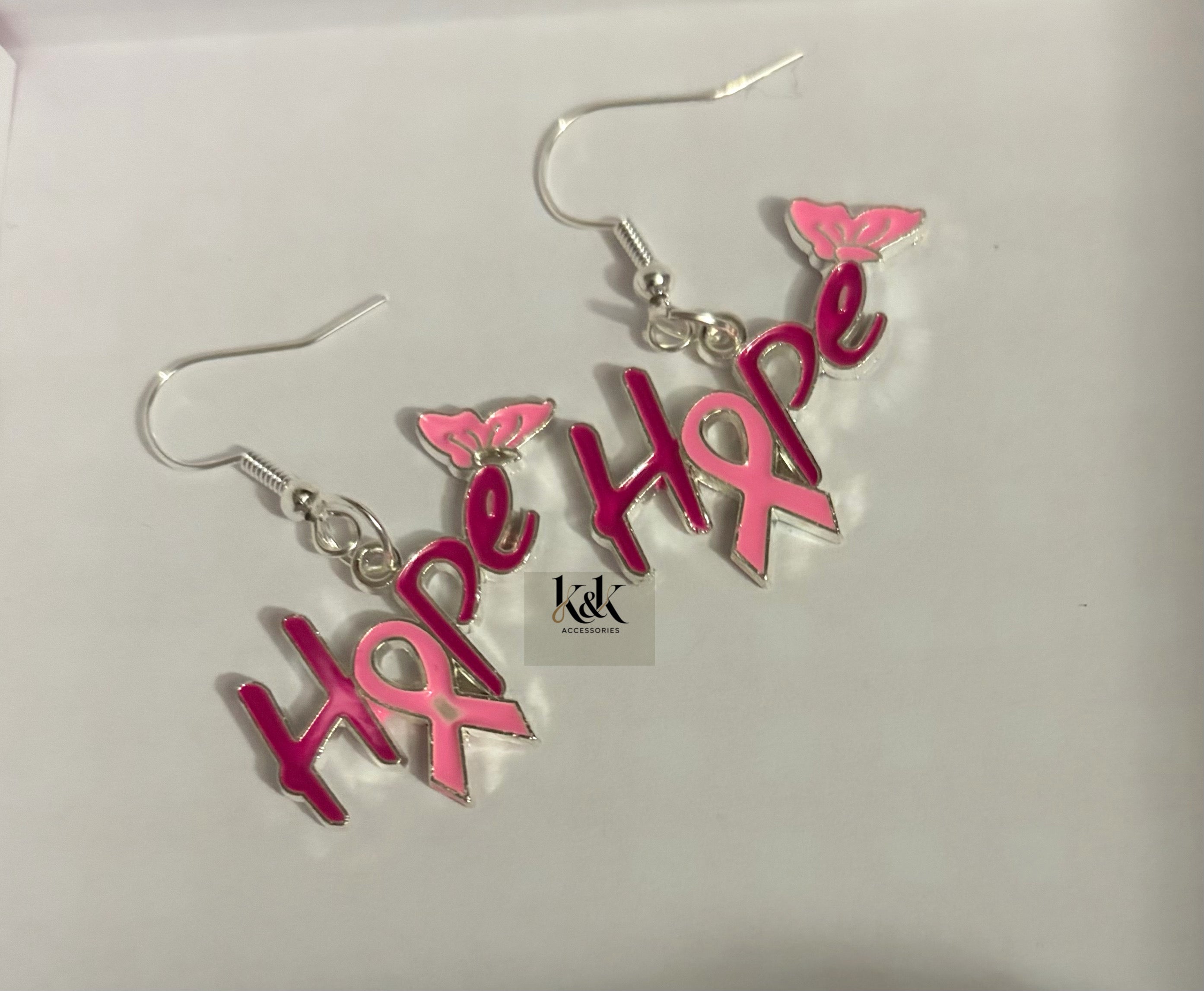 Hope Breast Cancer Awareness Earrings - Pink Ribbon