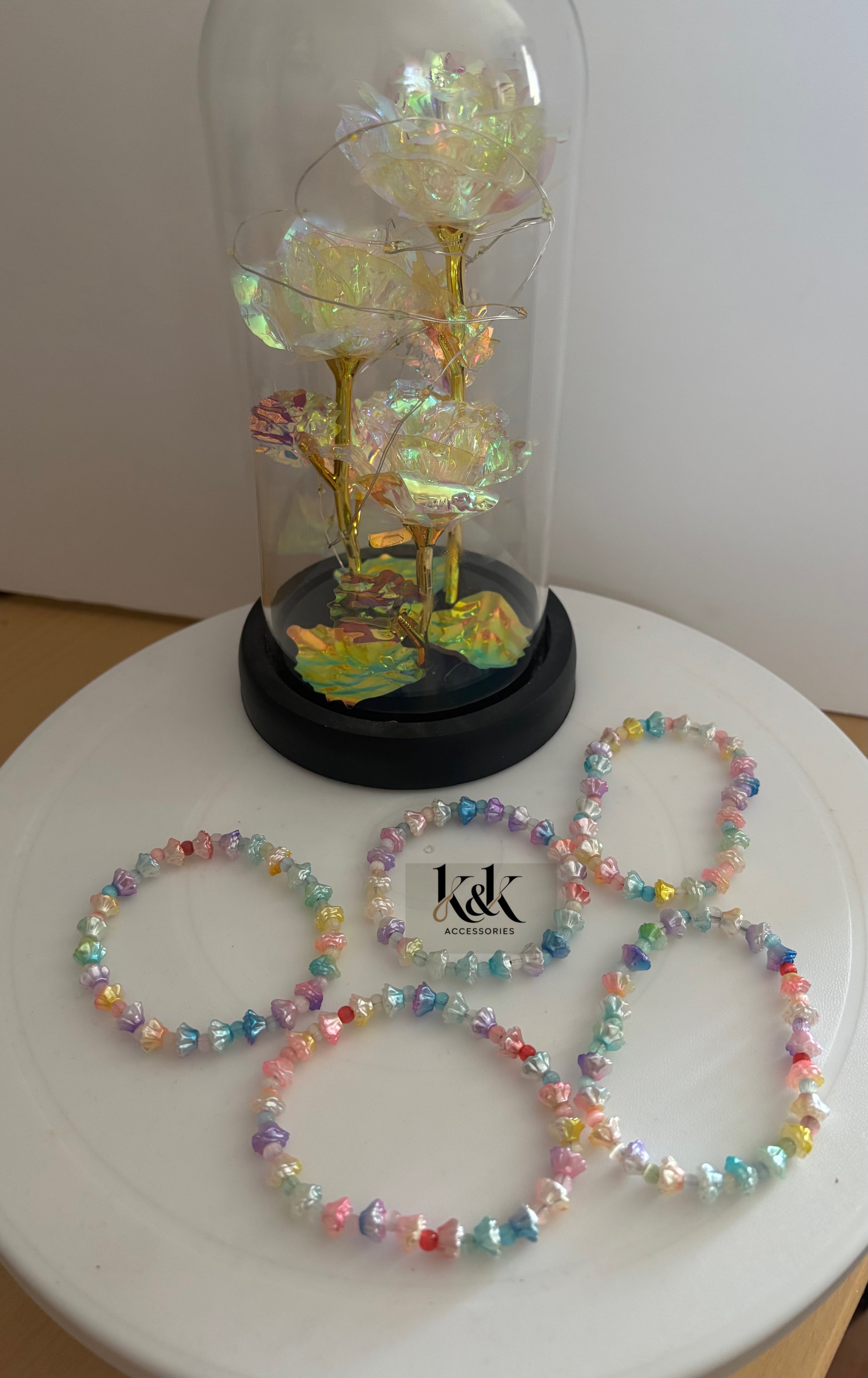 Pastel Rose Bead Bracelet