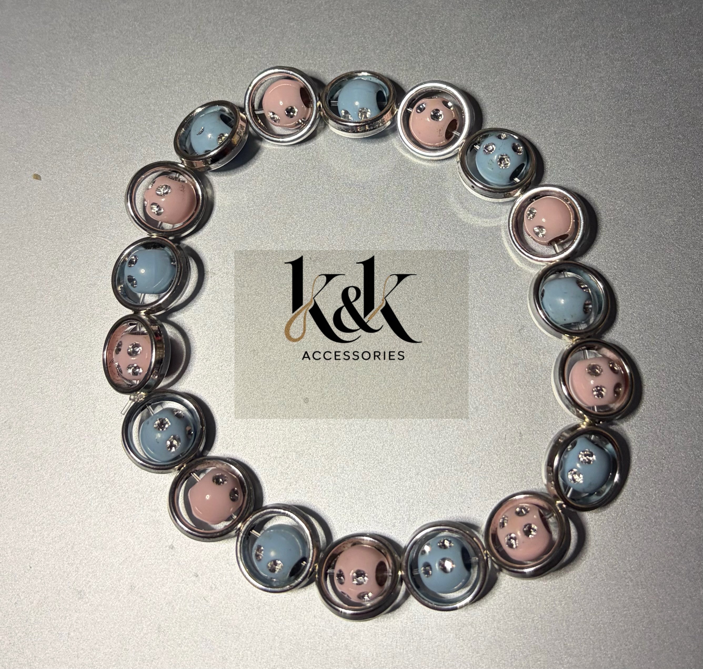 Framed Crystal Bracelet - Pink & Blue