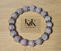 Frosted Pink Faceted Bead Bracelet with Rhinestone Spacers