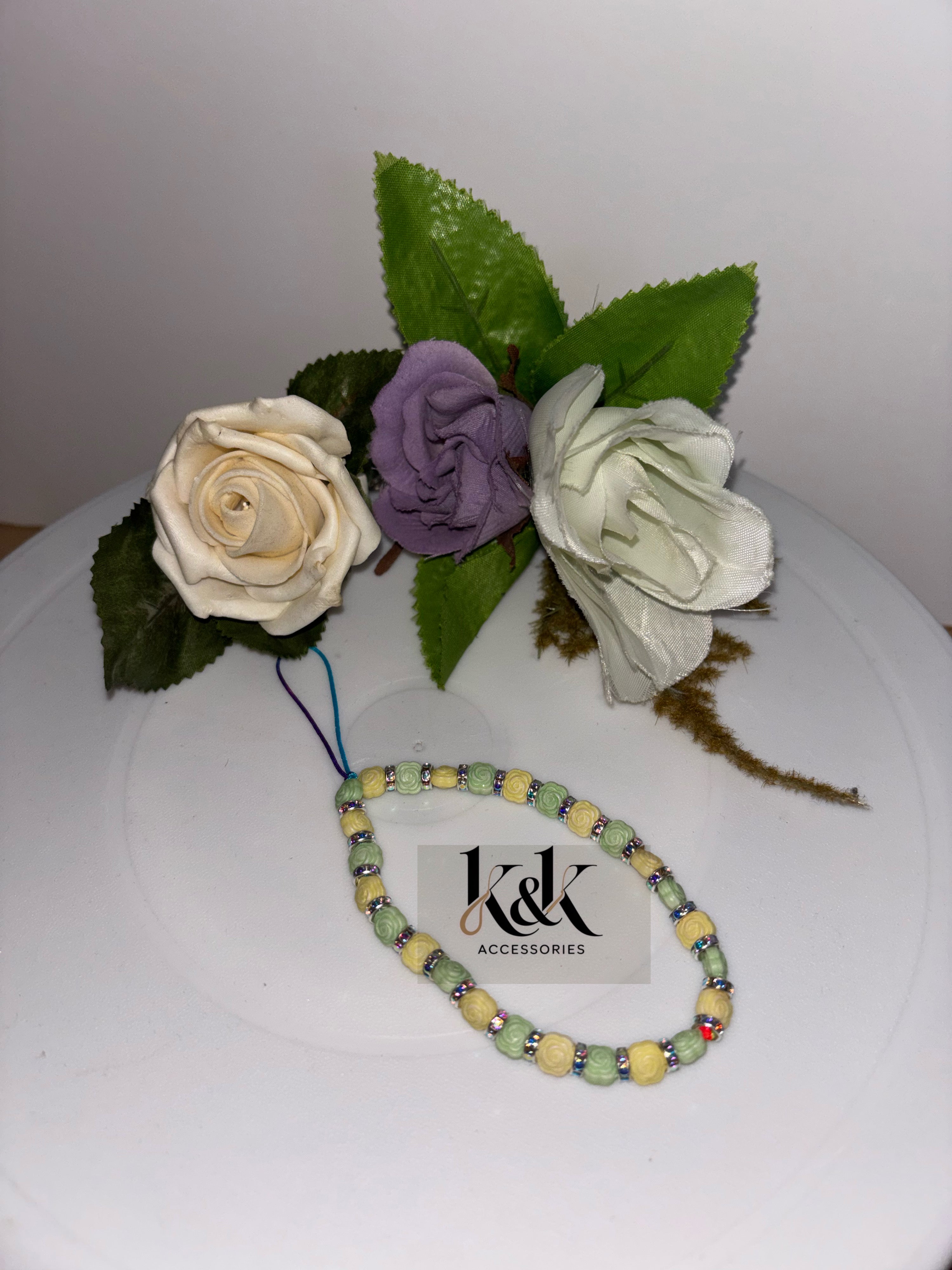 Rhinestone Rose Bead Phone Charm