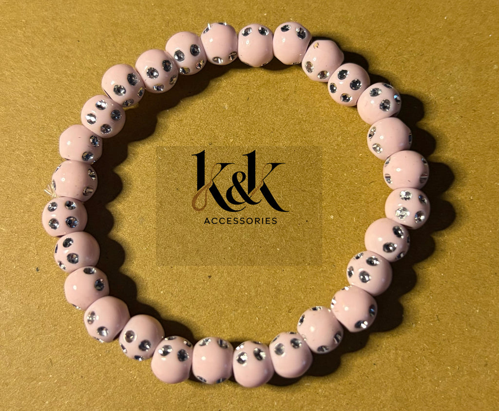 Pastel Crystal-Studded Beaded Bracelet