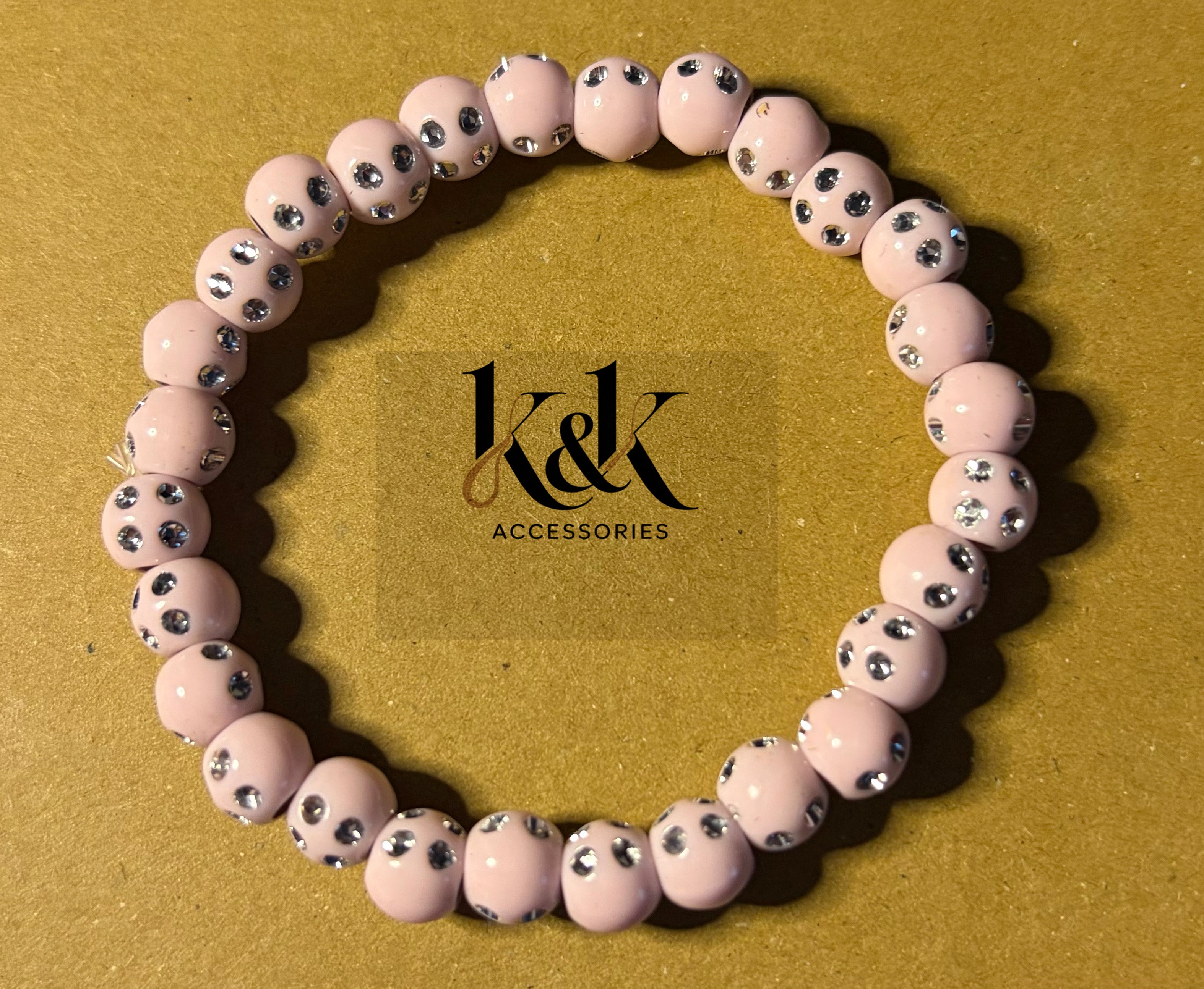 Pastel Crystal-Studded Beaded Bracelet
