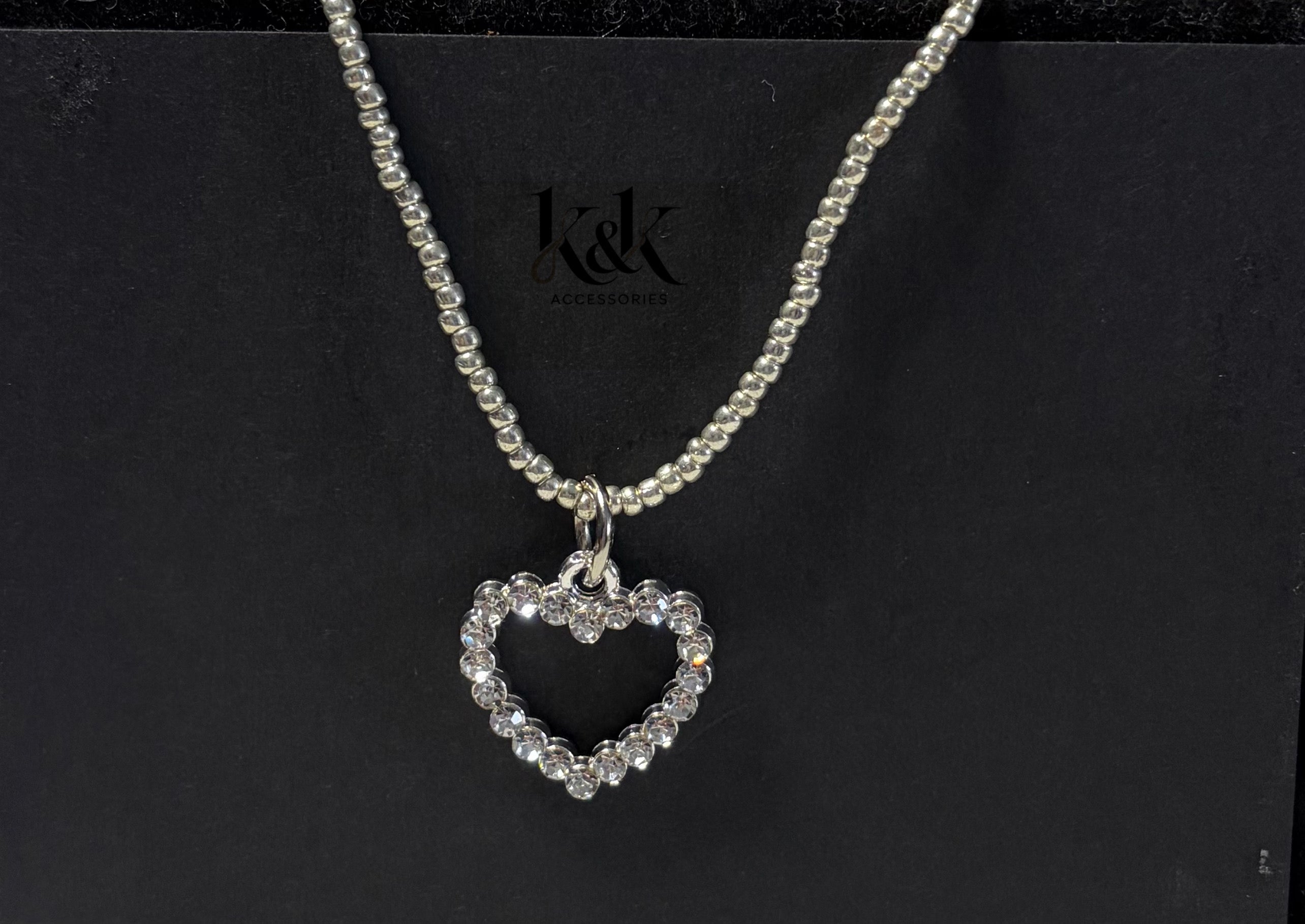 Crystal Heart Beaded Necklace