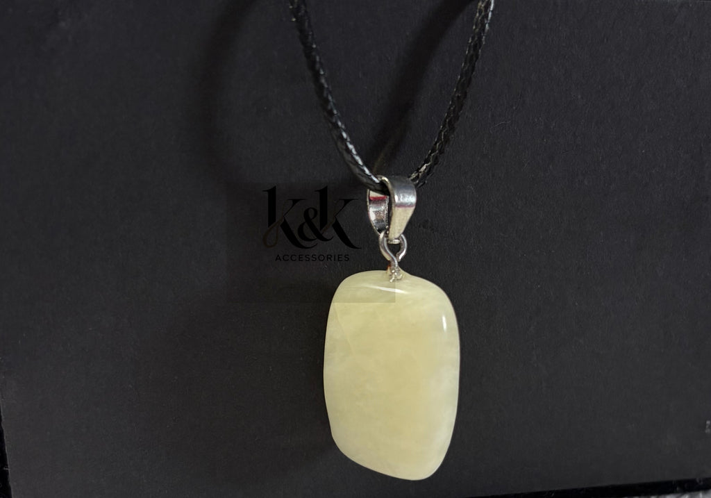 Yellow Jade Freeform Pendant Necklace