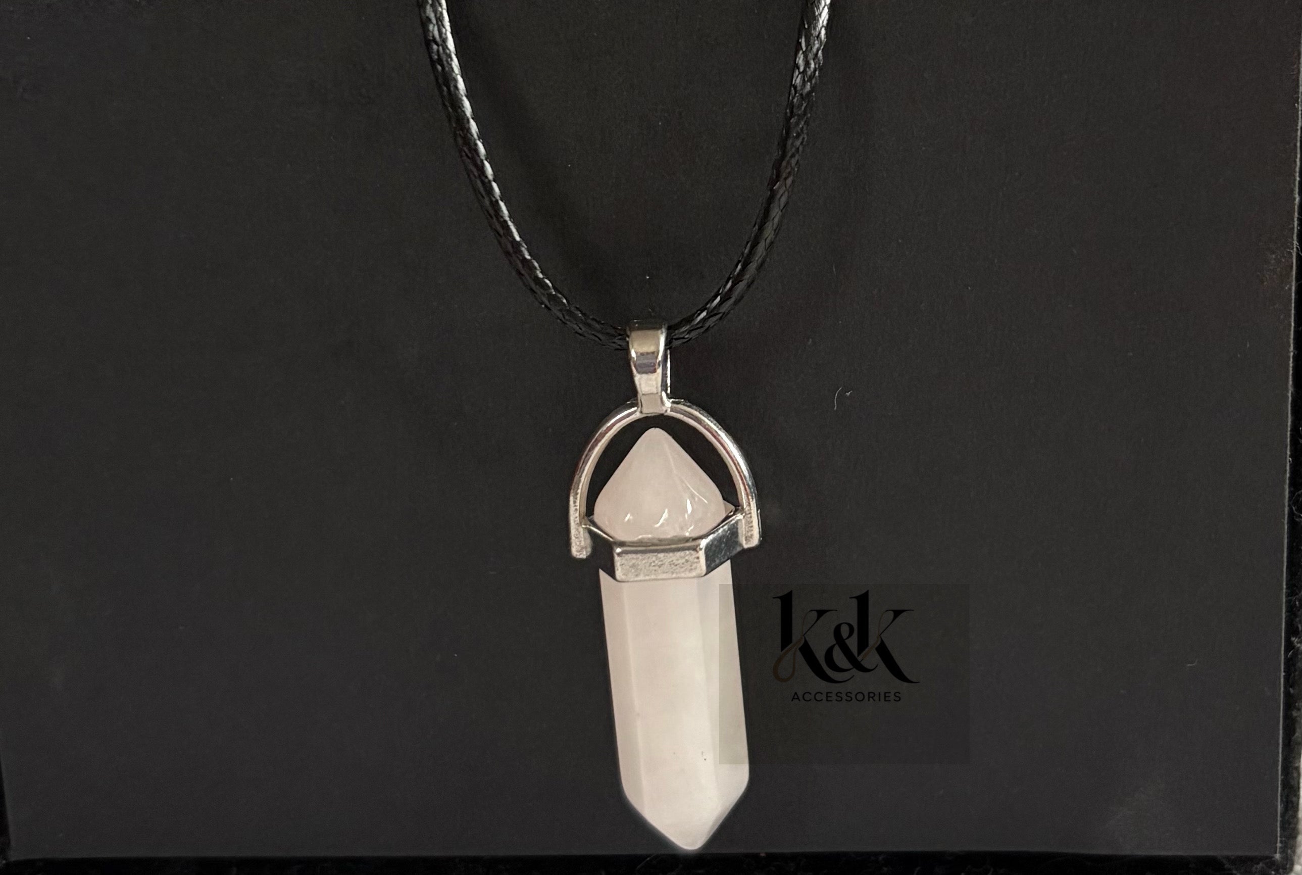 Crystal Point Pendant Necklace - Rose Quartz