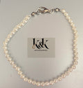 Handmade Pearl String Bracelet with Silver Clasp