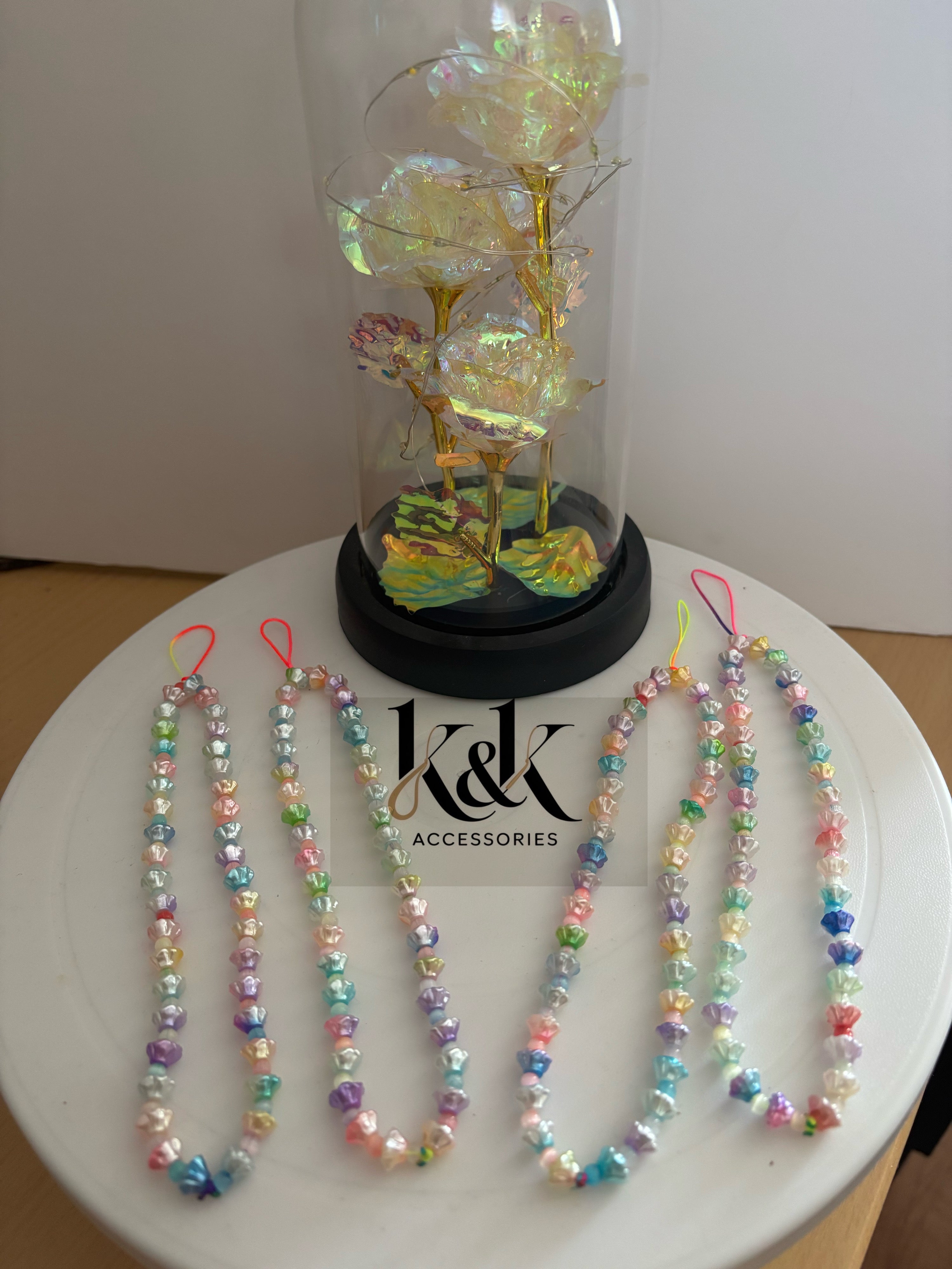 Pastel Rose Bead Phone Charm