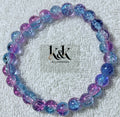Blue & Purple Crackle Glass Bracelet - Elastic Beaded Jewellery