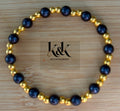 Navy Blue & Gold Bead Bracelet