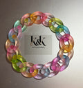 Rainbow Frosted Chain Link Bracelet - Adjustable Chunky Acrylic Jewellery