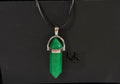 Green Aventurine Crystal Pendant Necklace on Black Cord