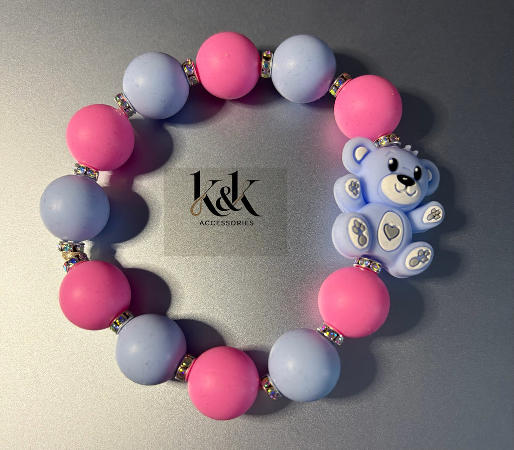 Teddy Bear Charm Bracelet with Crystal Spacers