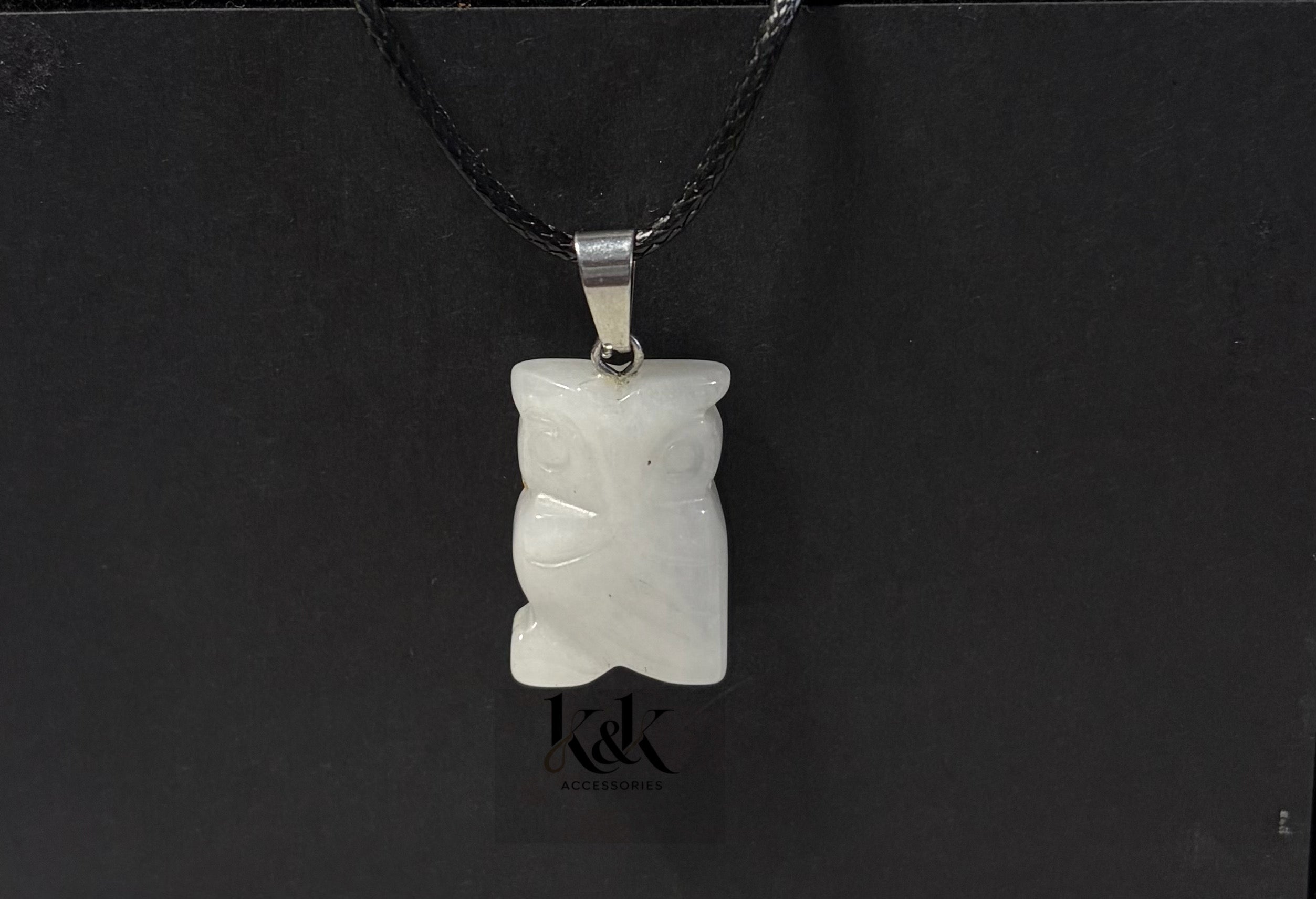 White Jade Owl Pendant Necklace