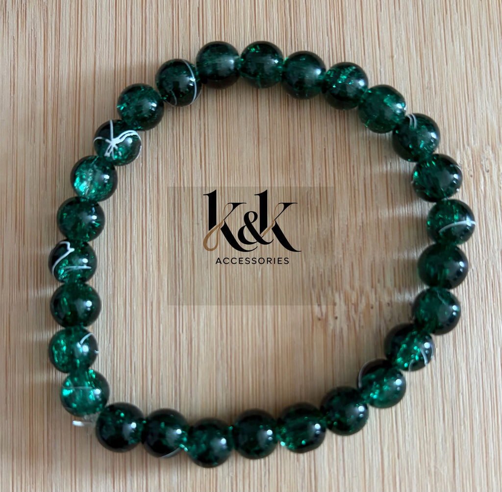 Emerald Green Crackle Glass Bracelet