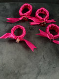 Handmade satin ribbon hairband with beaded detail - Hot Pink