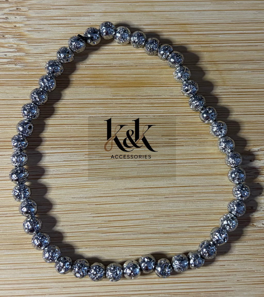 Silver Glitter Beaded Bracelet