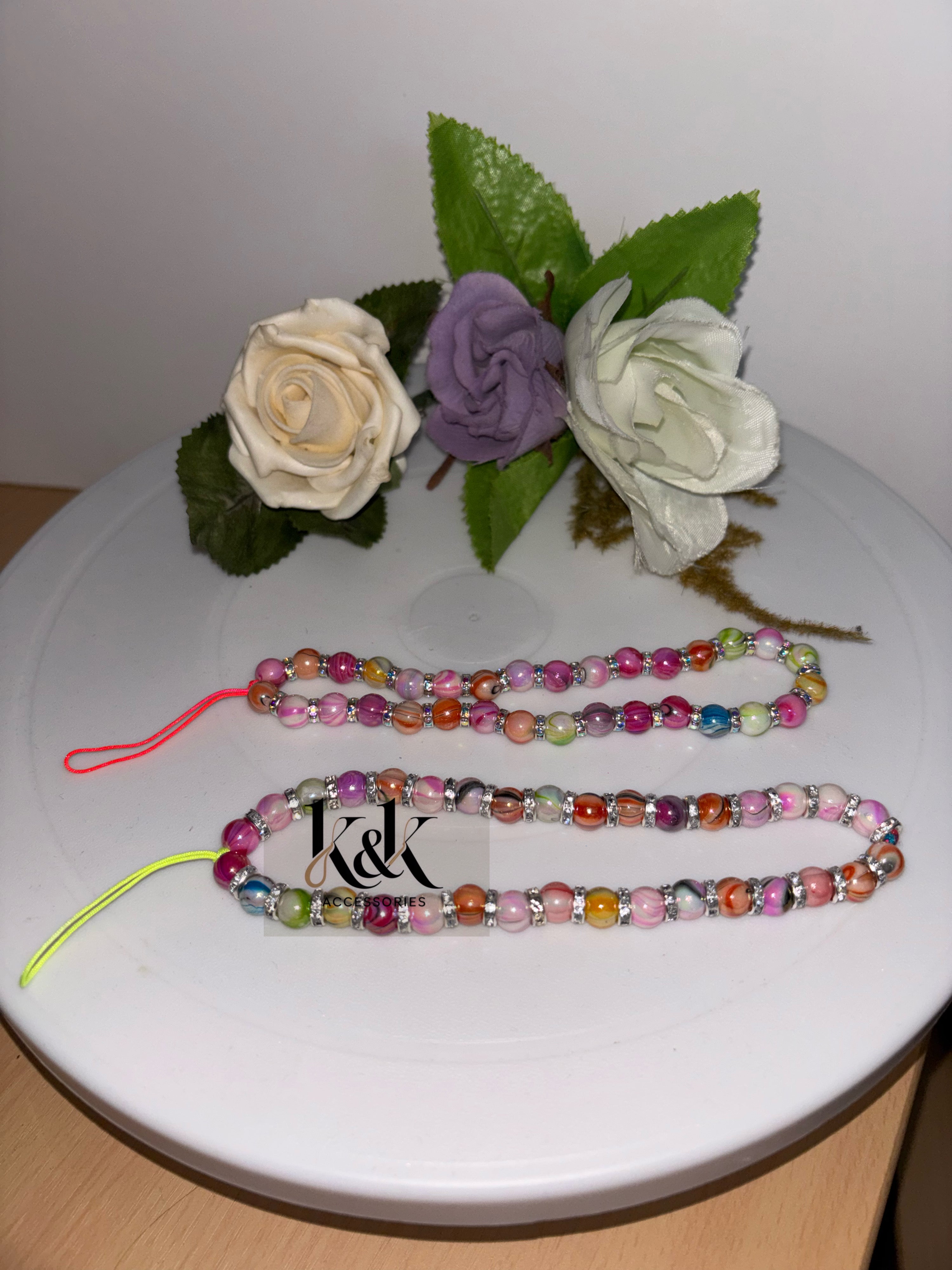 Multicolour Ball Bead & Rhinestone Phone Charm