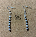 White and Black Beaded Drop Earrings