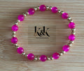 Hot Pink & Gold Bead Bracelet