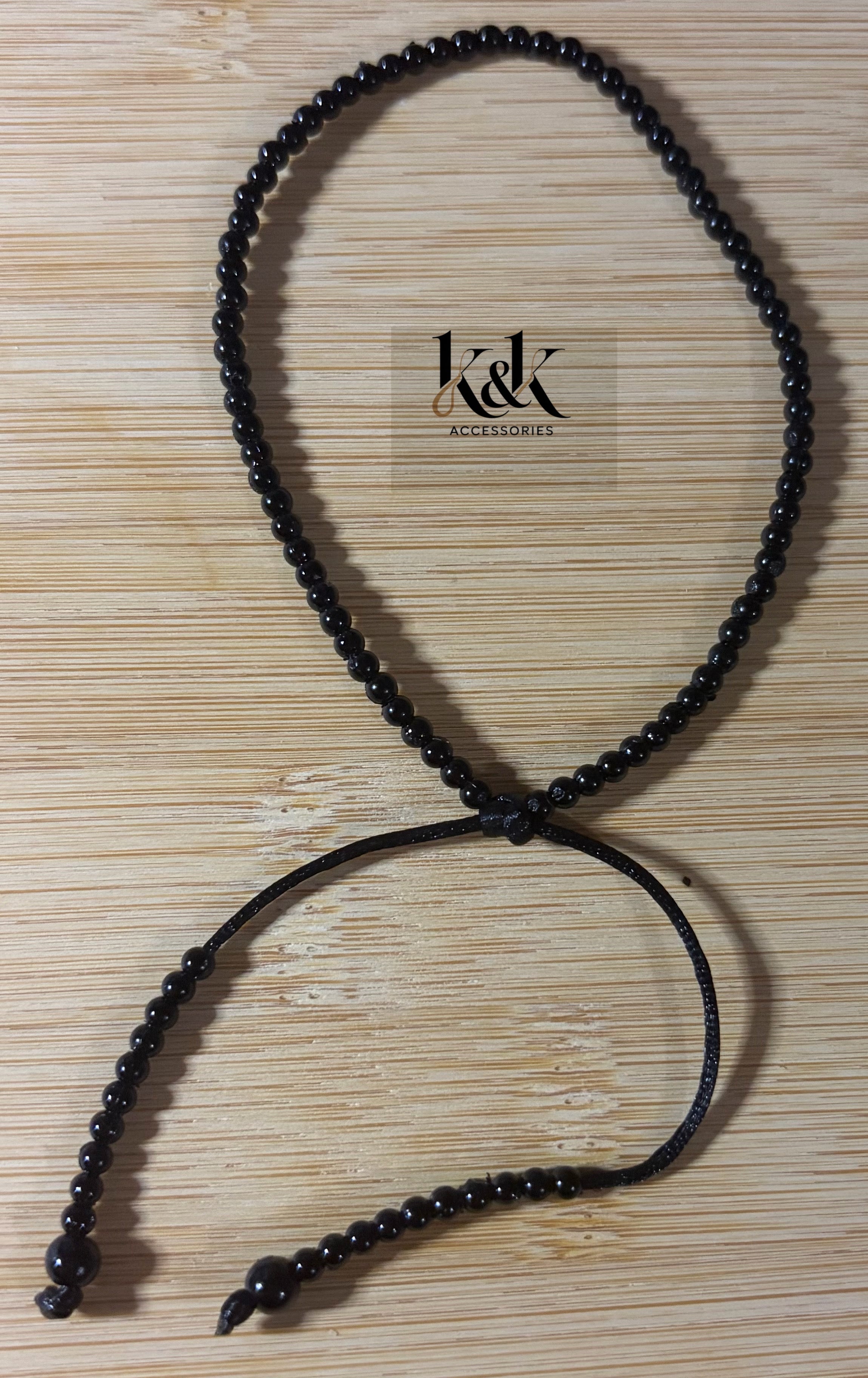 Black Beaded Bracelet - Minimalist Adjustable Bracelet