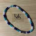 Navy Blue, Turquoise & White Beaded Bracelet - Adjustable